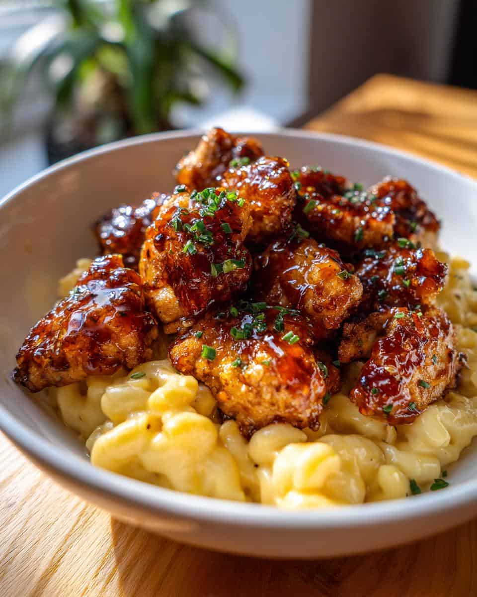 Sweet and Spicy Honey Pepper Chicken with Creamy Mac and Cheese - detail 3