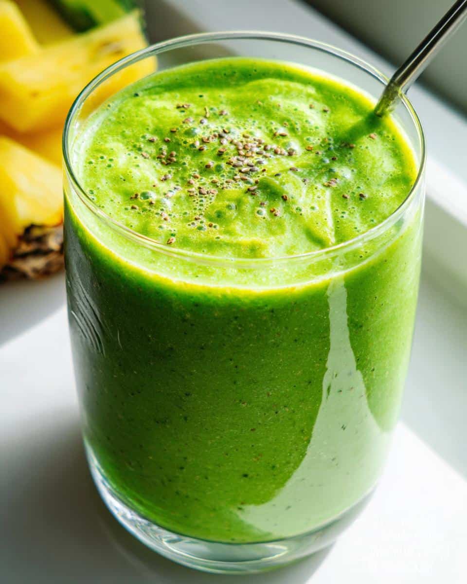 Easy detox smoothie recipe with spinach pineapple and avocado - detail 3