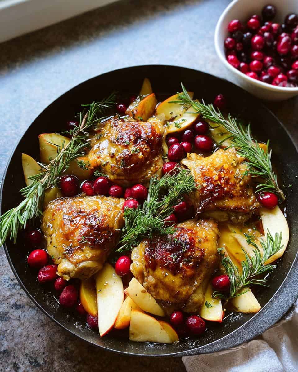 Maple Glazed Roast Chicken with Apples and Cranberries Recipe - detail 1