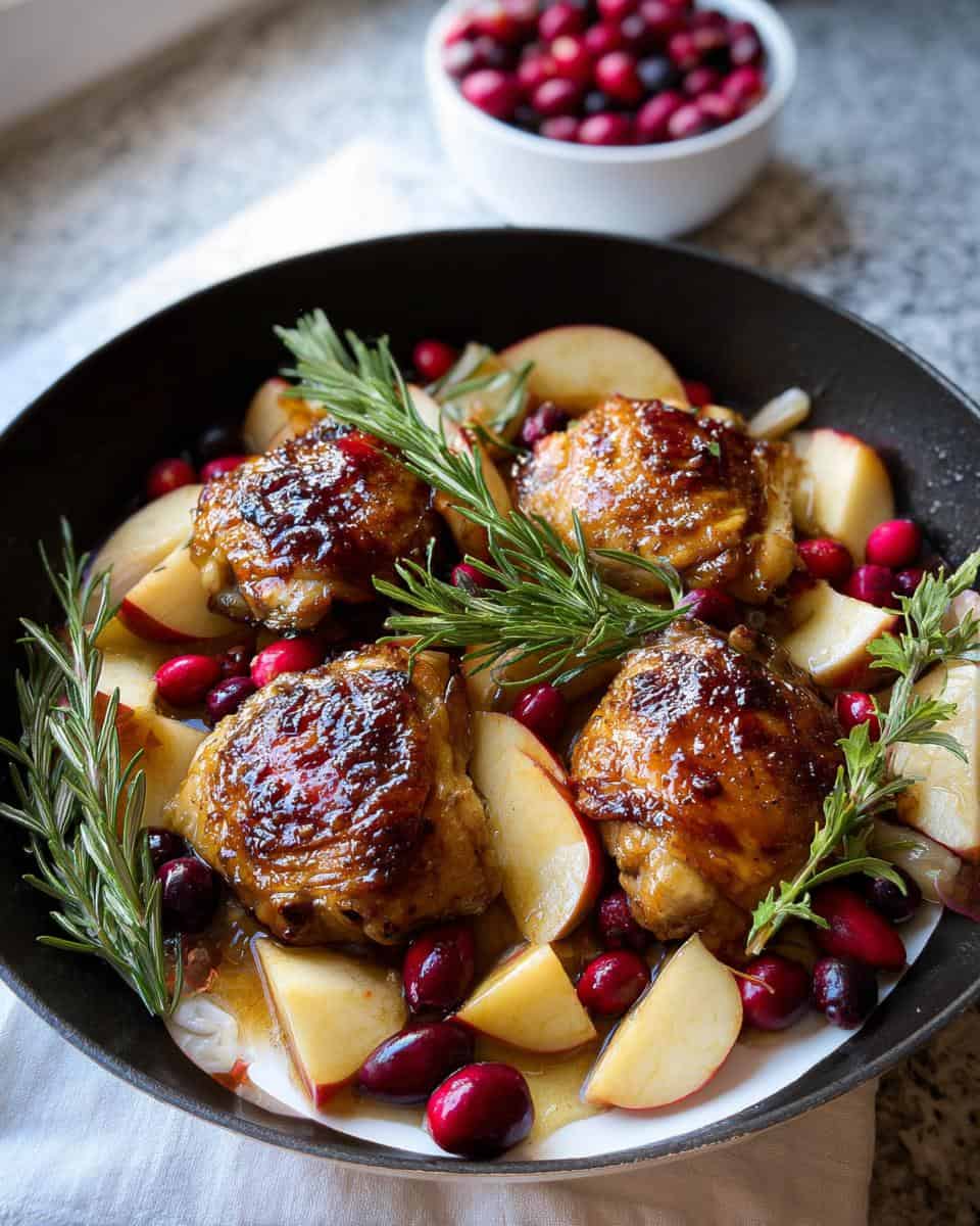 Maple Glazed Roast Chicken with Apples and Cranberries Recipe - detail 2