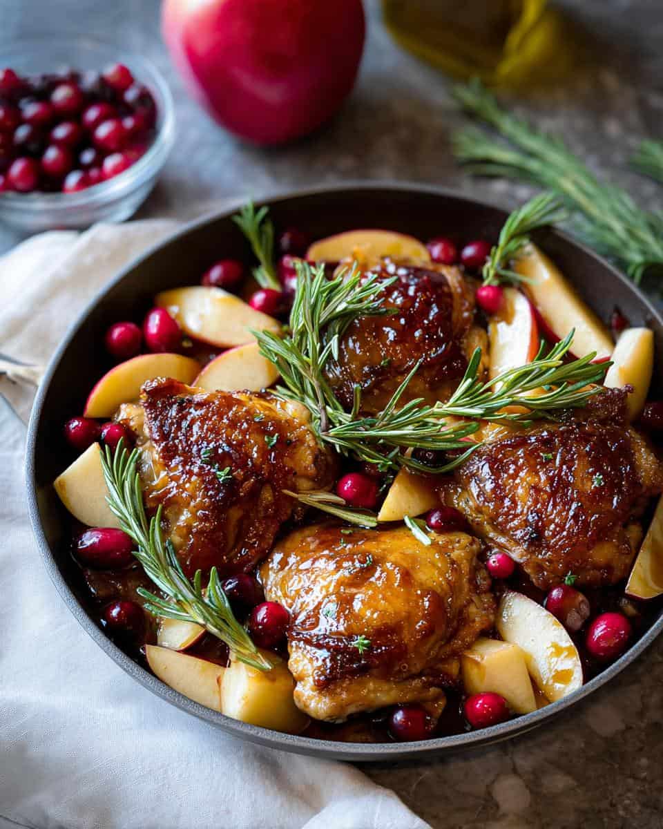Maple Glazed Roast Chicken with Apples and Cranberries Recipe - detail 3