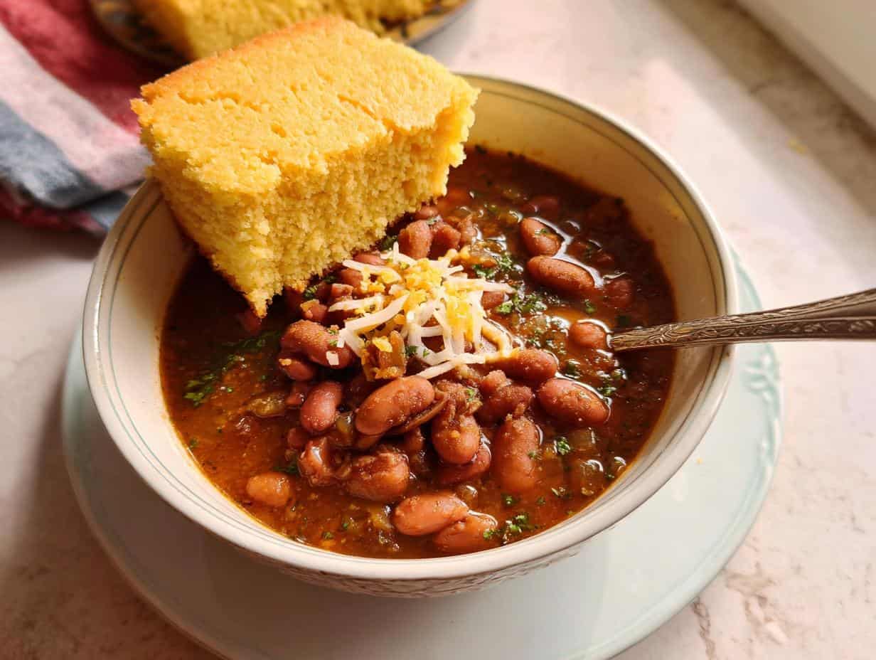 Disgustingly Good 15 Bean Soup Cornbread in Bowl in 1 Hour