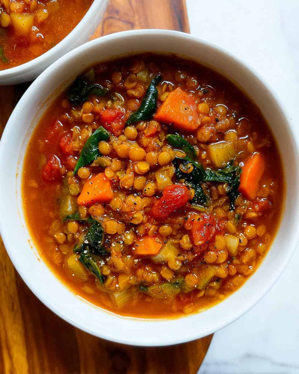 Easy lentil soup recipe with vegetables - detail 3