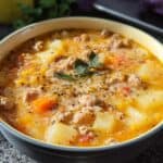 Ground Turkey Soup with Potatoes and Parmesan