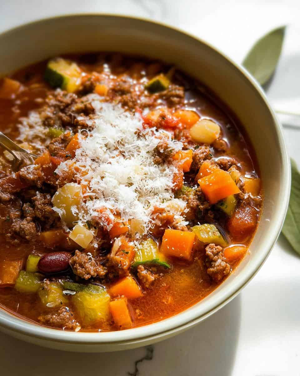 beef minestrone soup - detail 2