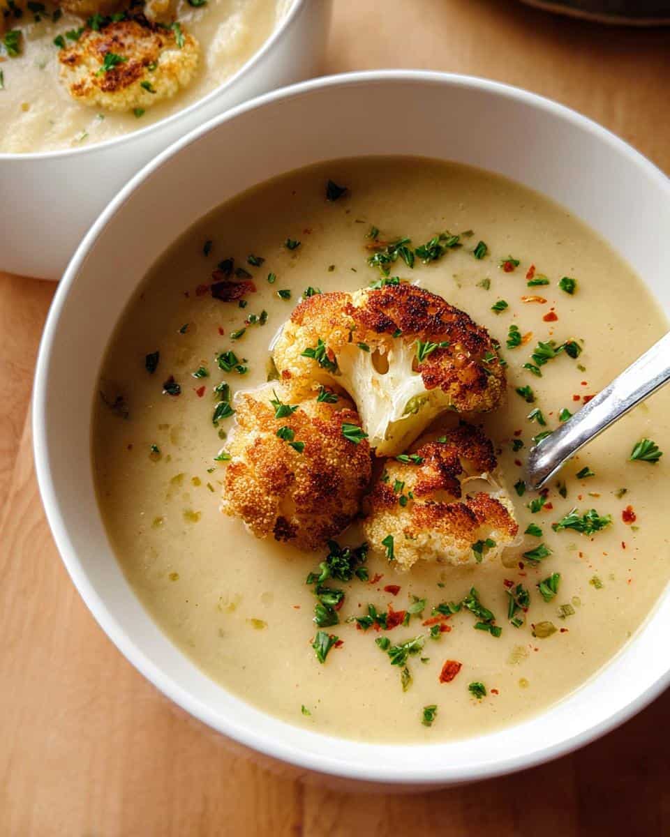 cauliflower and potato soup - detail 2