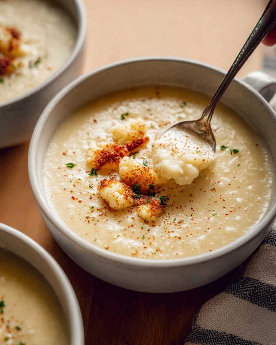 cauliflower and potato soup - detail 3