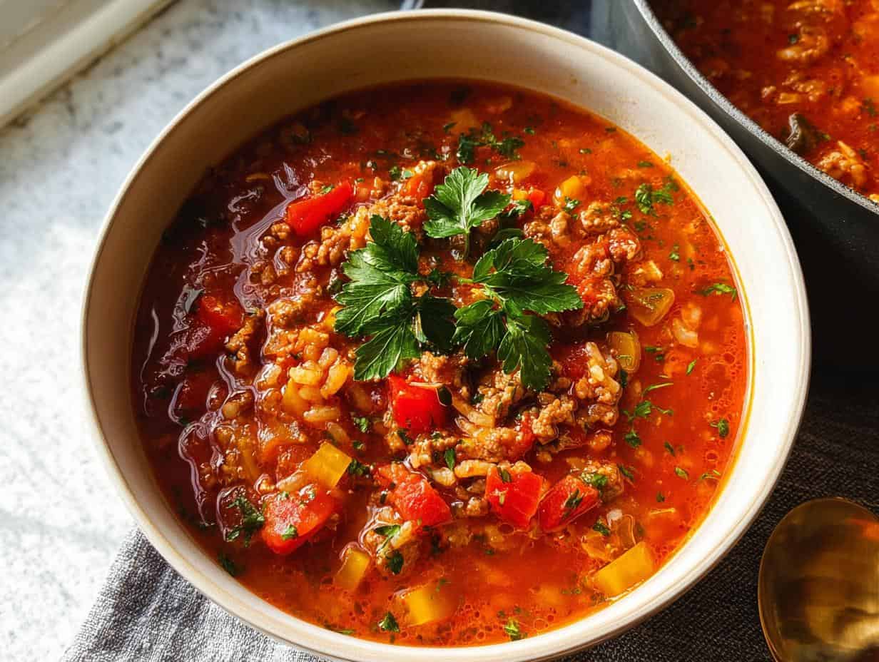 Unbelievably Easy Stuffed Pepper Soup in Just 30 Min