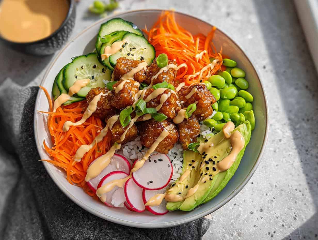 7 Amazing CRISPY STICKY TOFU BOWLS, Deliciously Bad