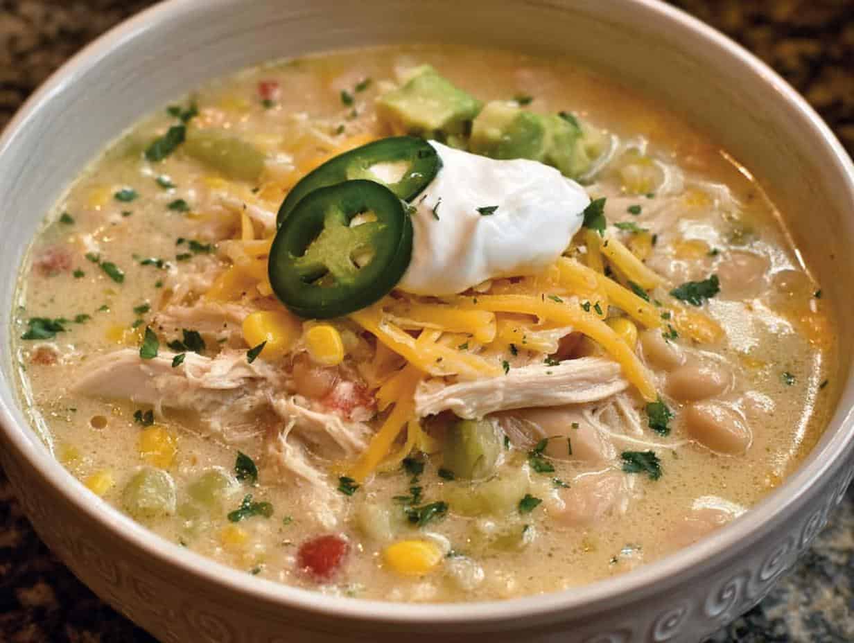 Disgustingly Easy Creamy White Bean Chicken Enchilada Soup