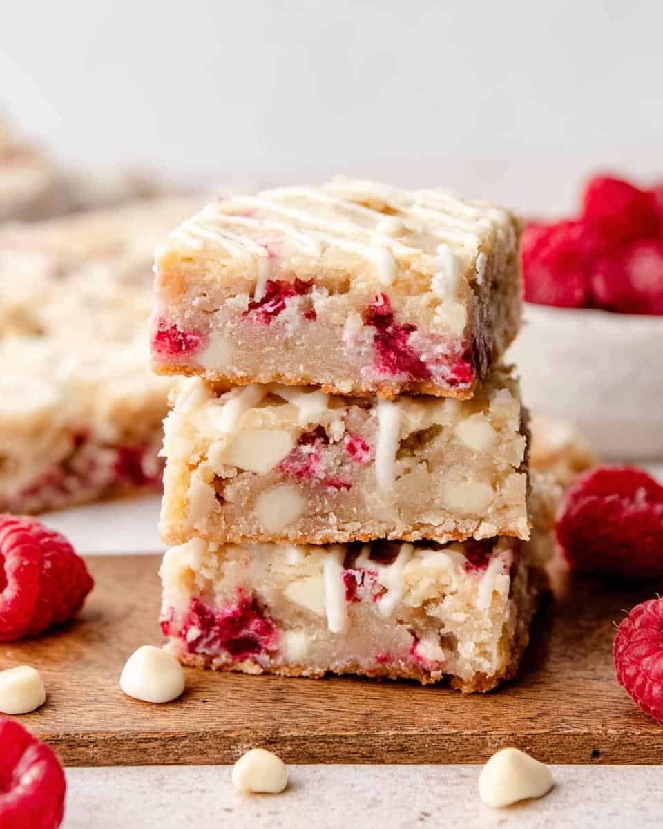 Devastating Raspberry White Chocolate Blondies in 30 Mins