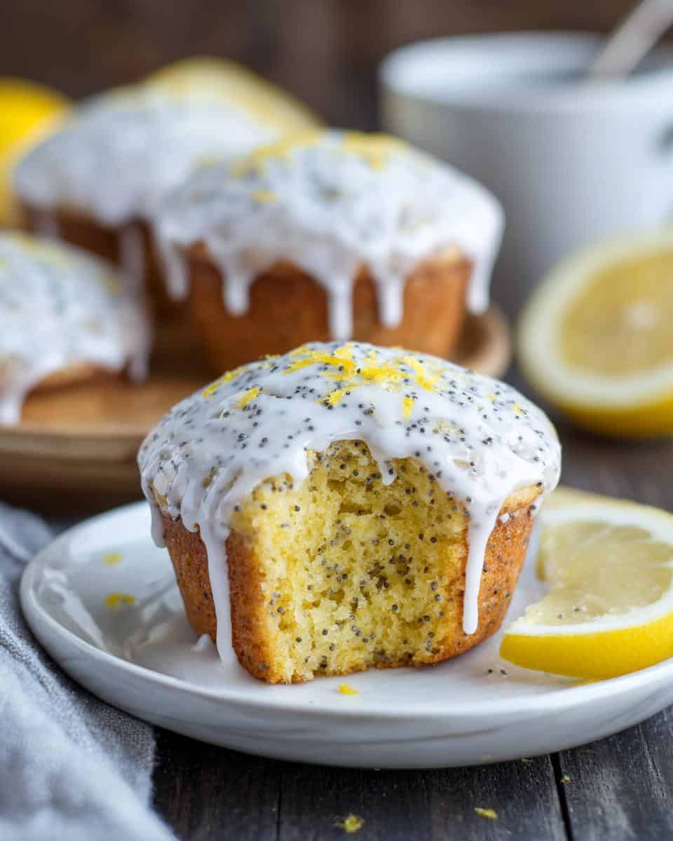 Glazed Greek Yogurt Lemon Poppyseed Muffins for Easter - detail 1
