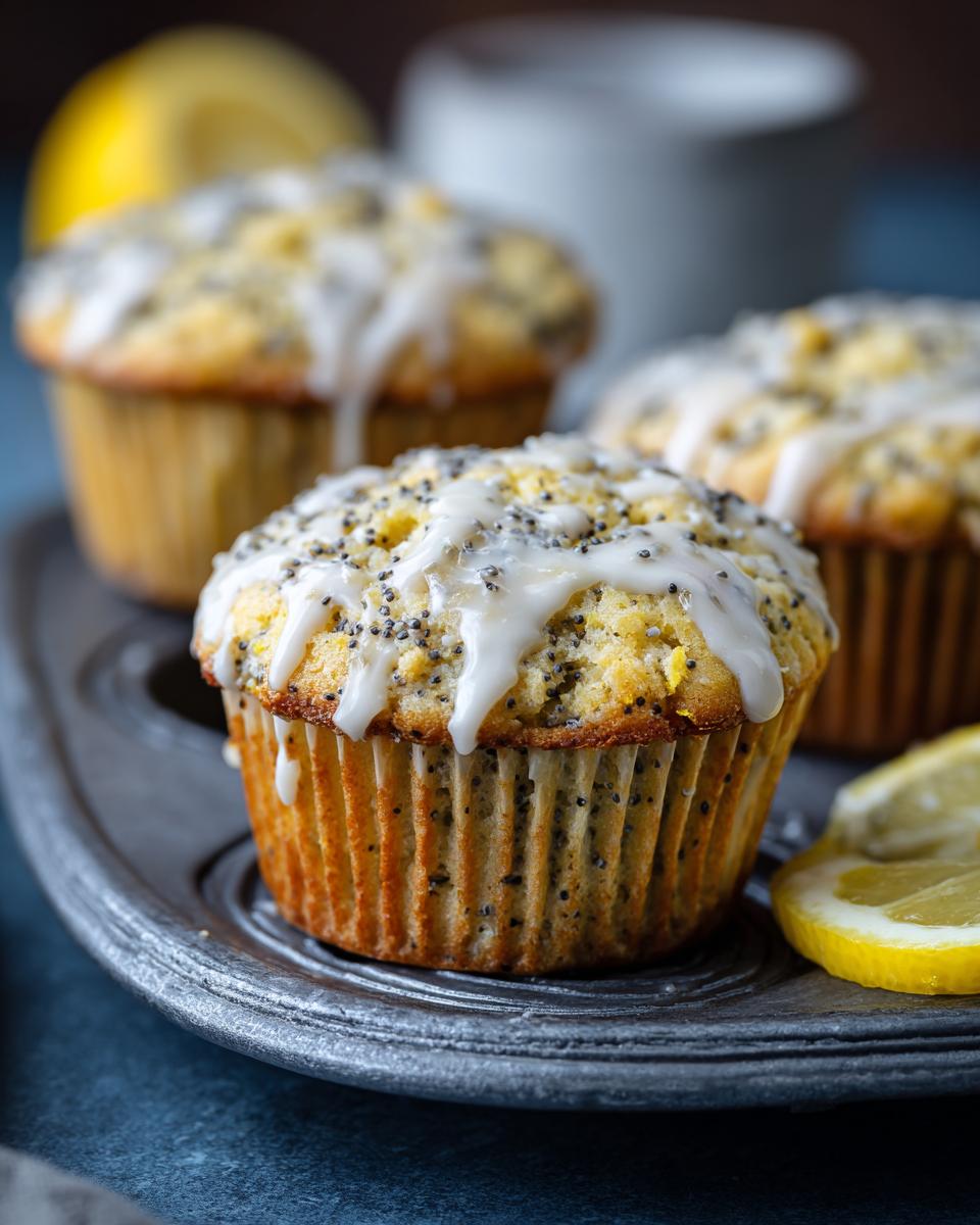 Glazed Greek Yogurt Lemon Poppyseed Muffins for Easter - detail 3