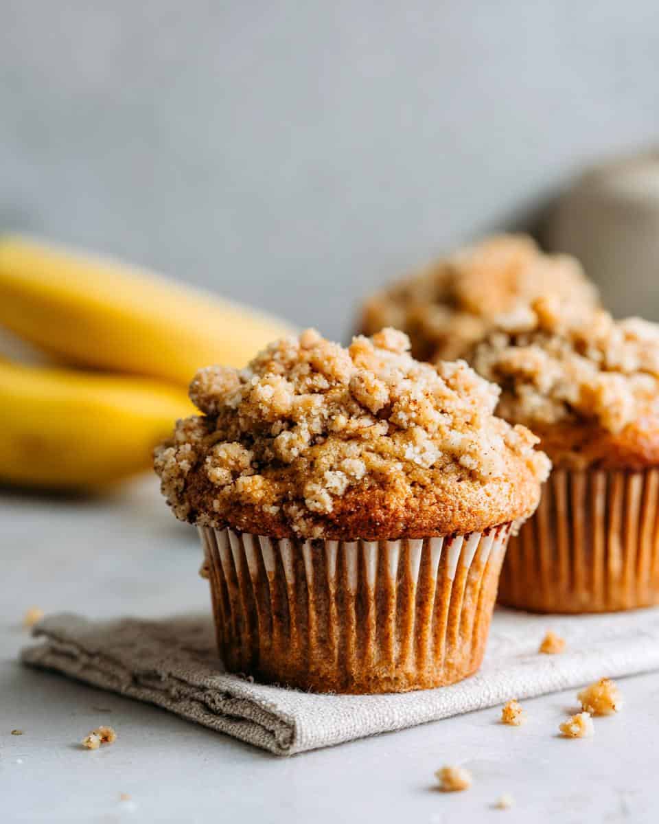 Healthy Banana Bread Muffins with Crumb Topping - detail 2