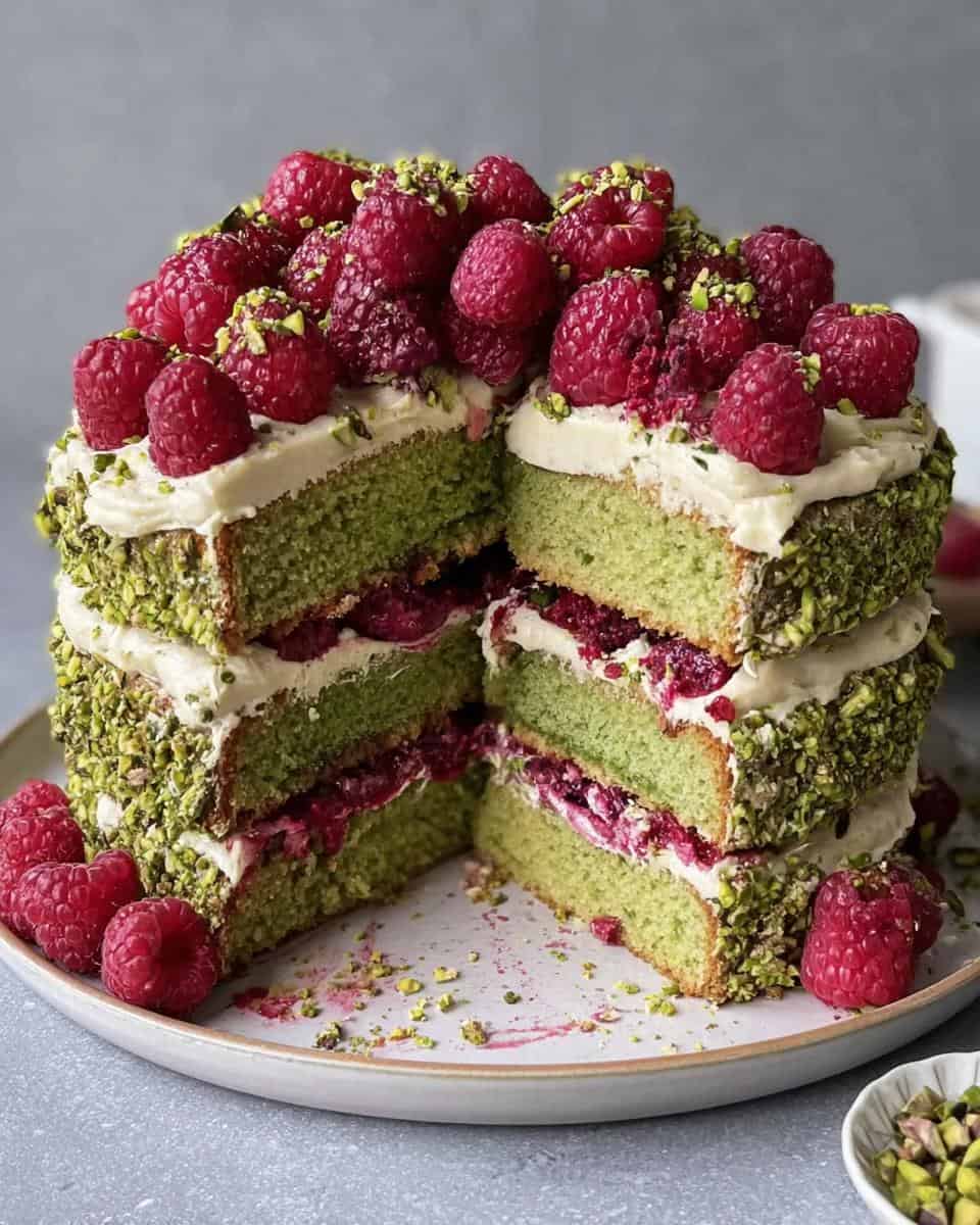 Pistachio Raspberry Cake - detail 2
