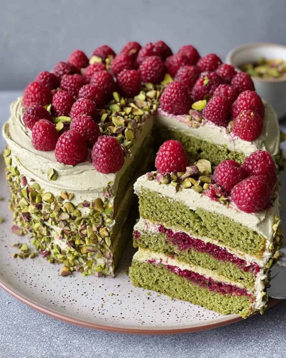 Pistachio Raspberry Cake - detail 3