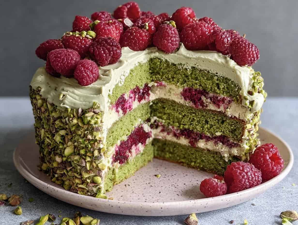 Pistachio Raspberry Cake: 35-Minute Showstopper