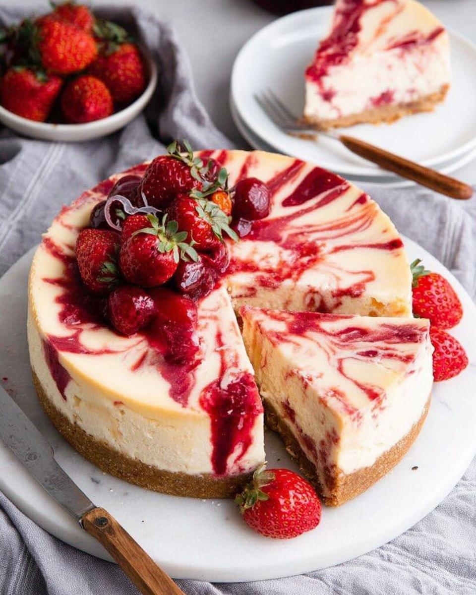 Strawberry Swirl Cheesecake - detail 1