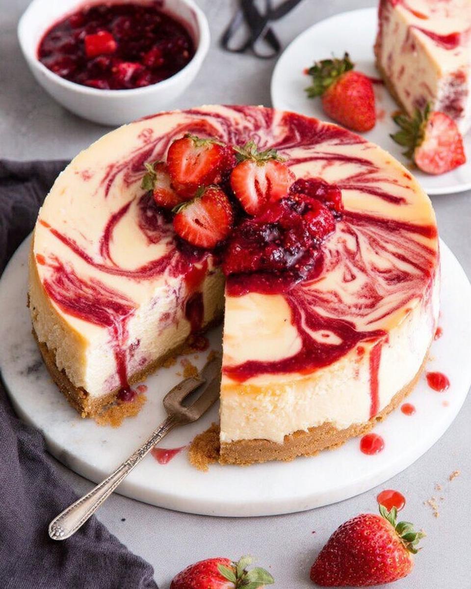 Strawberry Swirl Cheesecake - detail 2