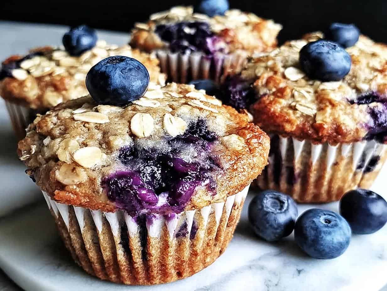 Bake Amazing Blueberry Oat Greek Yogurt Muffins in 25 Min