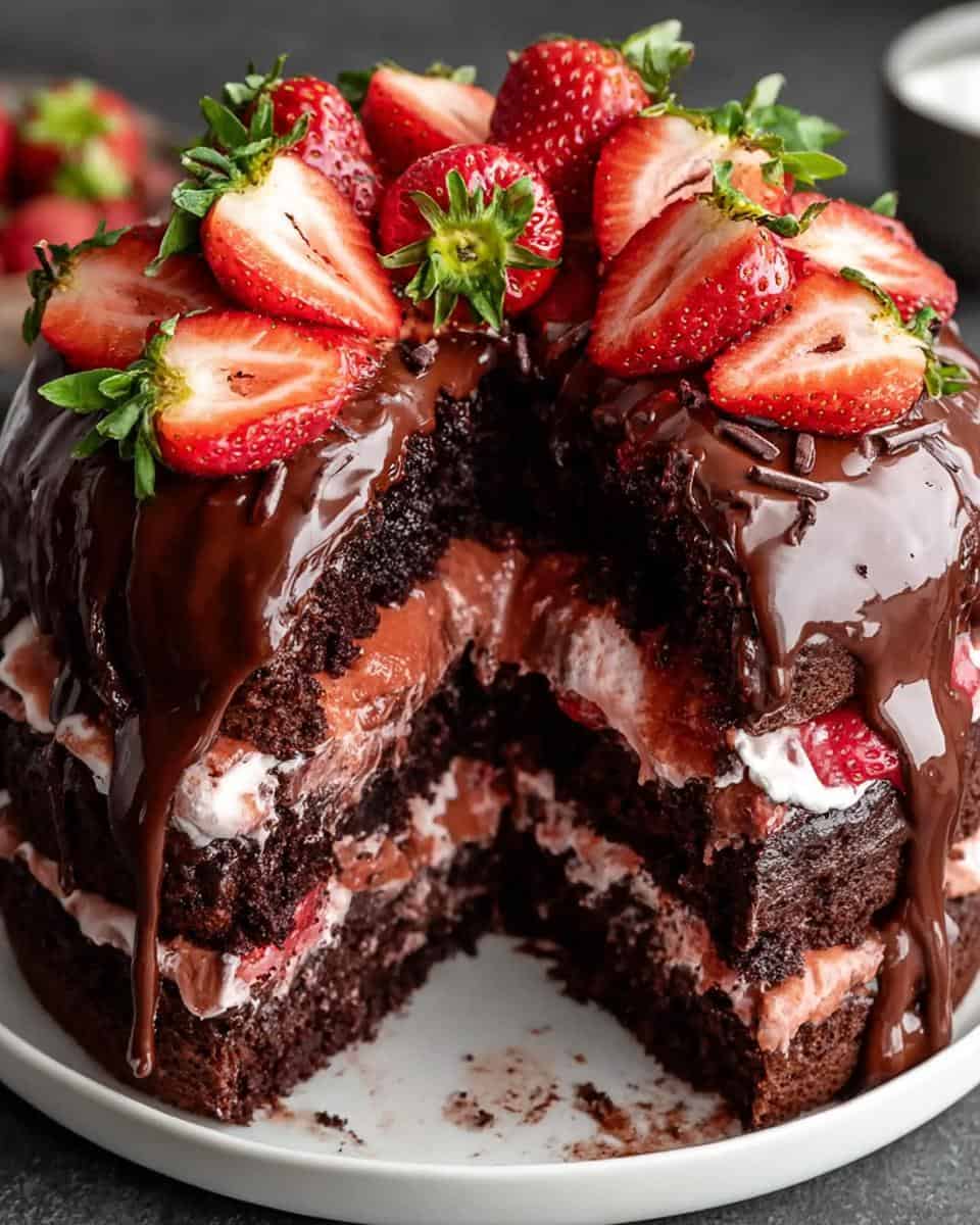 Indulgent Strawberry Chocolate Shell Cake - detail 2